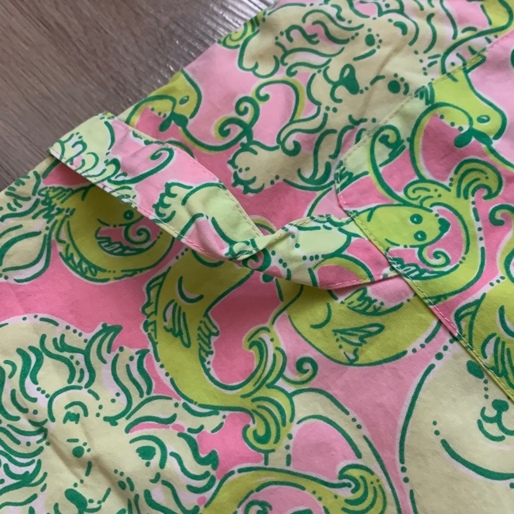 Lilly Pulitzer Vibrant Pink and Green Lion and Fish Overalls Size 6 - Picture 12 of 13